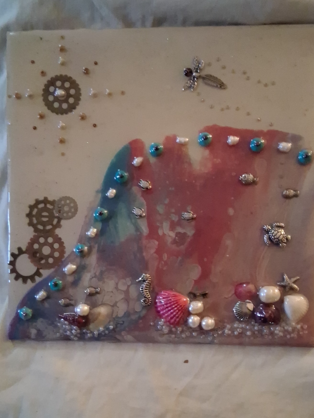 Coastal Mixed Media Wall Art by  - Pink & Teal Accents